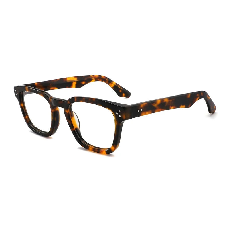 Gatenac Men's Full Rim Square Acetate Thick Temple Eyeglasses Gxyj1500 Full Rim Gatenac Tortoiseshell  