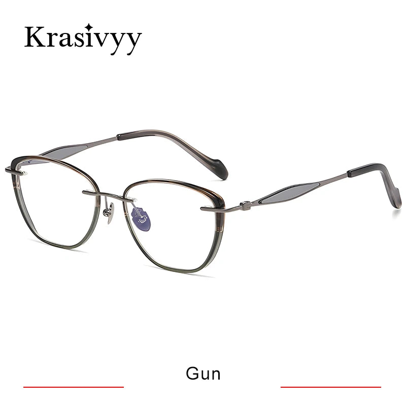 Krasivyy Unisex Full Rim Polygon Titanium Acetate Eyeglasses 316077
