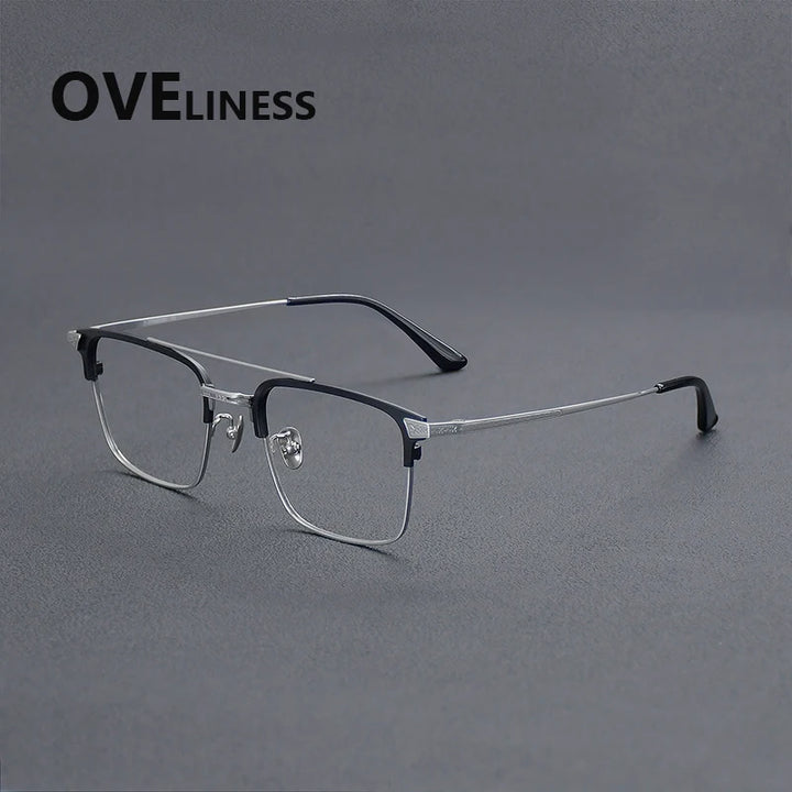 Oveliness Men's Full Rim Square Double Bridge Titanium Eyeglasses 981085