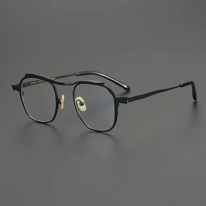 Gatenac Unisex Full Rim Brow Line Square Titanium Eyeglasses 670091 FuzWeb