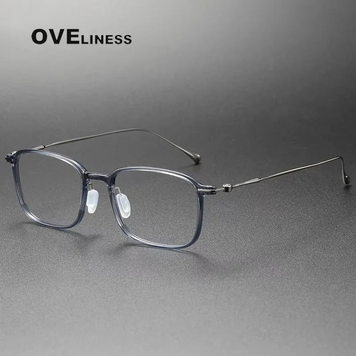 Oveliness Unisex Full Rim Square Acetate Titanium Eyeglasses 78644