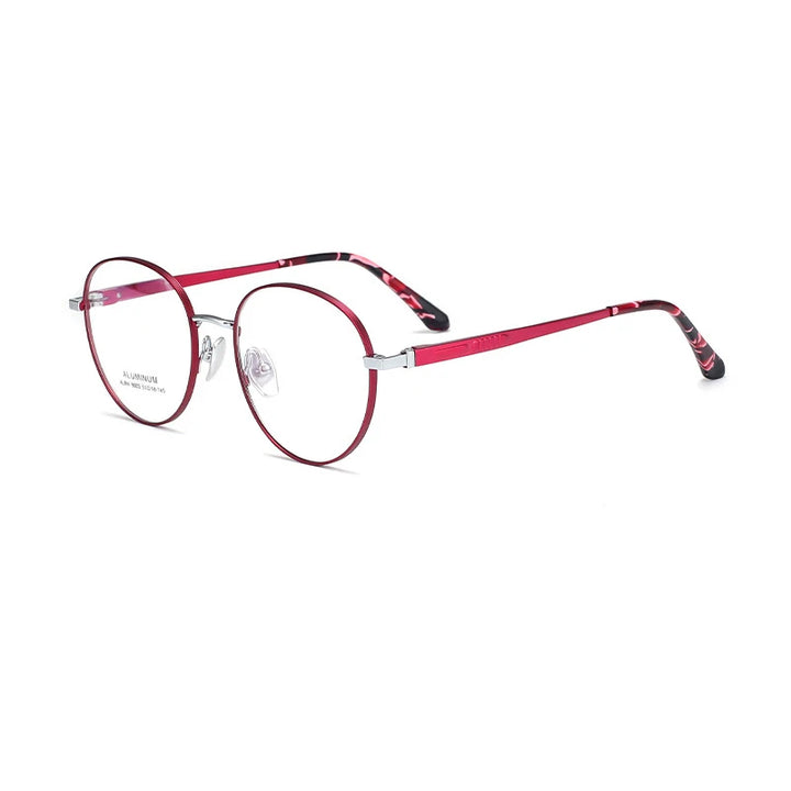 KatKani Women's Full Rim Oval Alloy Eyeglasses 9003 Full Rim KatKani Eyeglasses Wine Red  