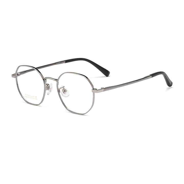 Hotochki Women's Full Rim Flat Top Polygon Titanium Eyeglasses 11805 Full Rim Hotochki gun Gray  