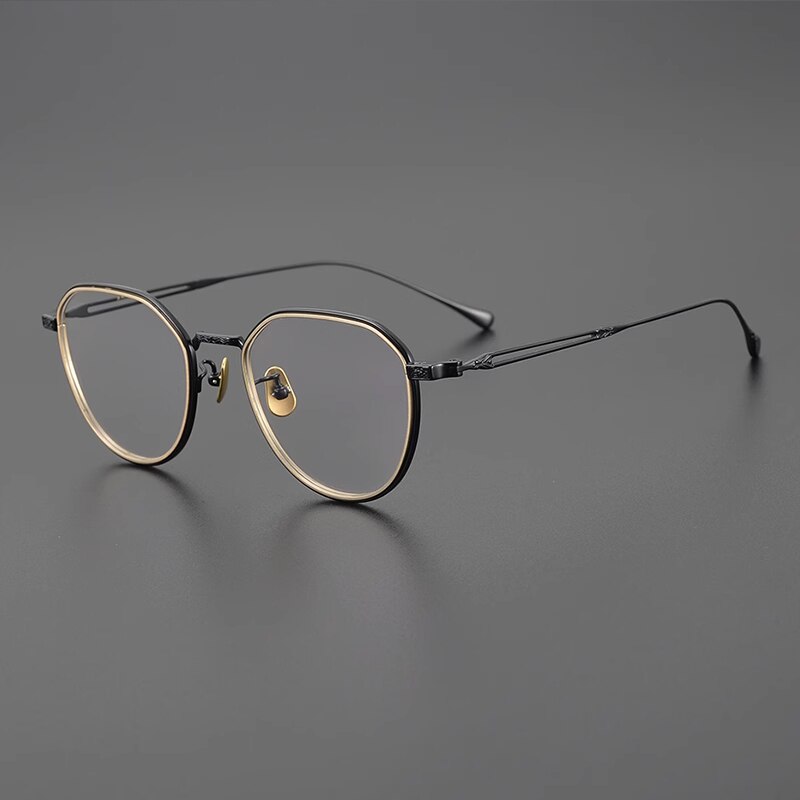 Gatenac Unisex Full Rim Oval Titanium Eyeglasses Gxyj1125 Full Rim Gatenac Gold Black  