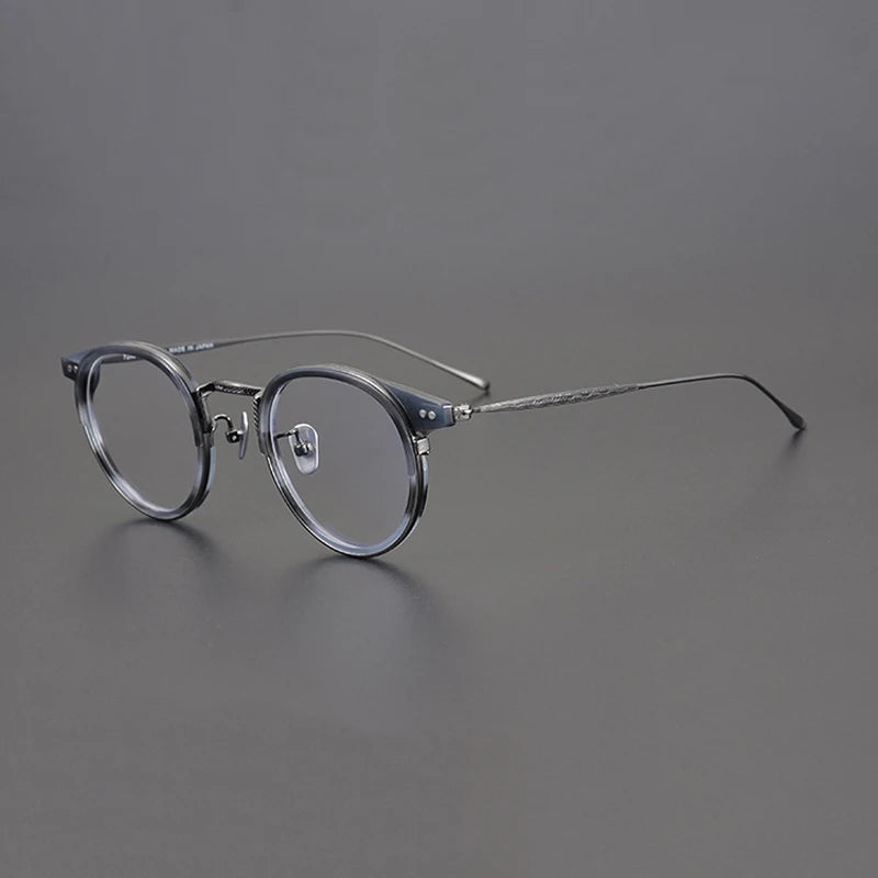 Black Mask Women's Full Rim Round Acetate Titanium Eyeglasses 72854
