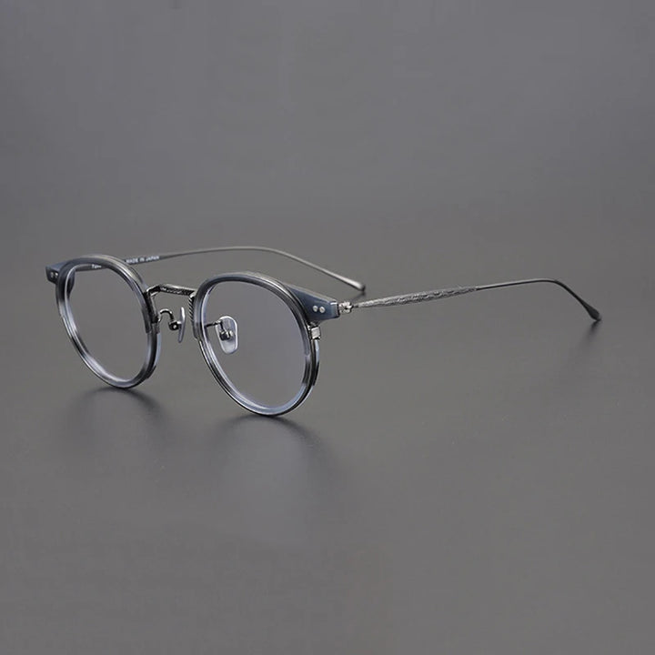 Black Mask Women's Full Rim Round Acetate Titanium Eyeglasses 72854