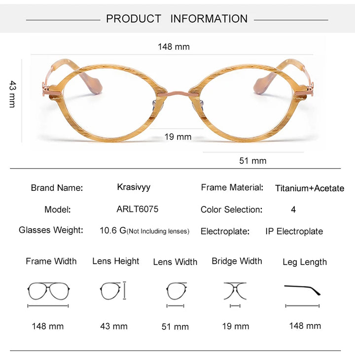 Krasivyy Unisex Full Rim Oval Titanium Acetate Eyeglasses 96075 Full Rim Krasivyy