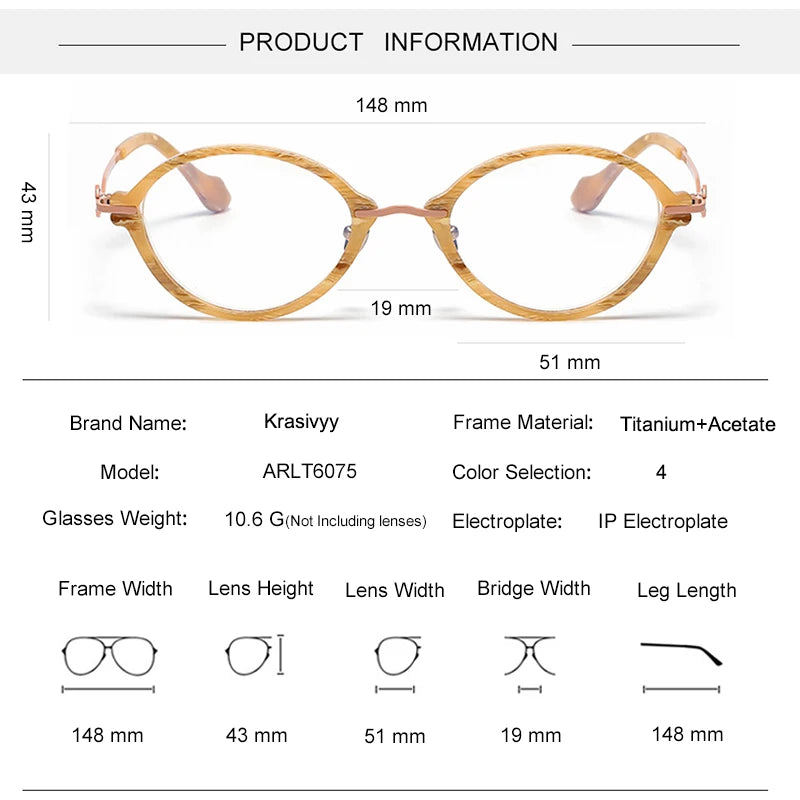 Krasivyy Women's Full Rim Oval Acetate Titanium Eyeglasses 56075