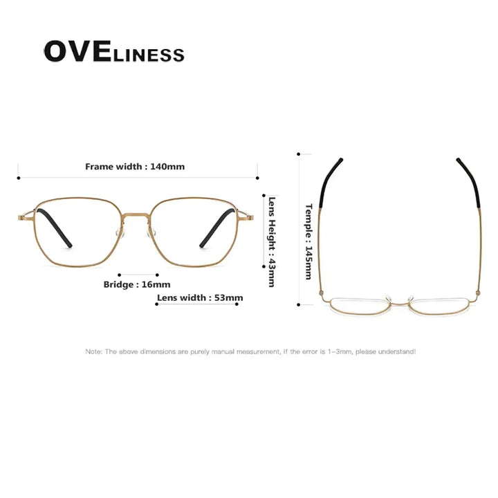 Oveliness Unisex Full Rim Polygon Square Titanium Eyeglasses 55274