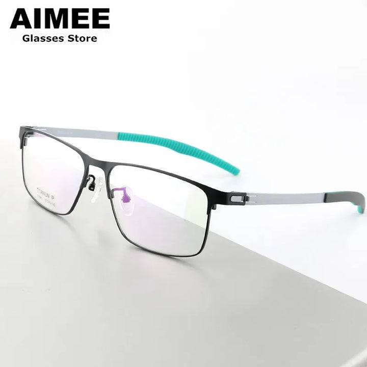 Aimee Unisex Full Rim Square Screwless Titanium Sport Eyeglasses 61981 Full Rim Aimee   