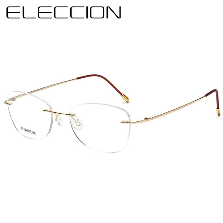 Eleccion Unisex Rimless Oval Square Titanium Eyeglasses 16013