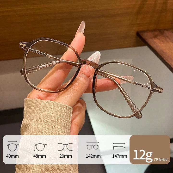 Yimaruili Unisex Full Rim Polygonal Tr 90 Alloy Eyeglasses 210499