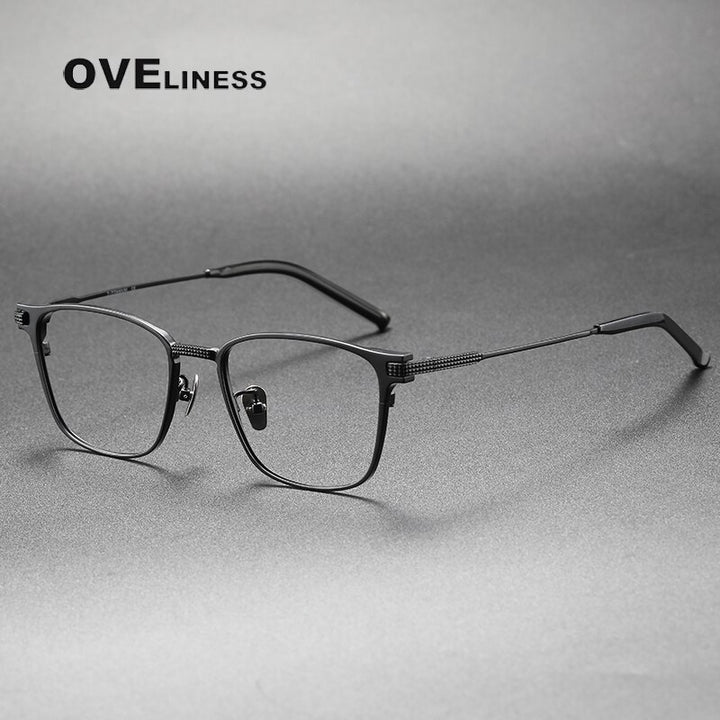 Oveliness Unisex Full Rim Square Titanium Eyeglasses 390 Full Rim Oveliness black  