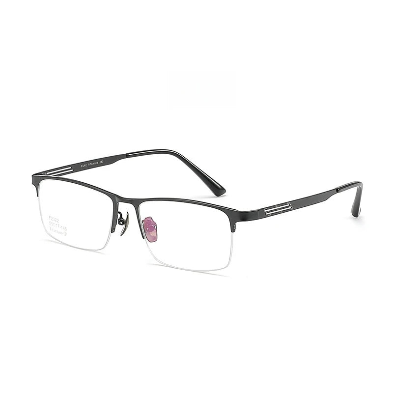 Yimaruili Men's Semi Rim Square Titanium Eyeglasses Y2322 Semi Rim Yimaruili Eyeglasses Black  