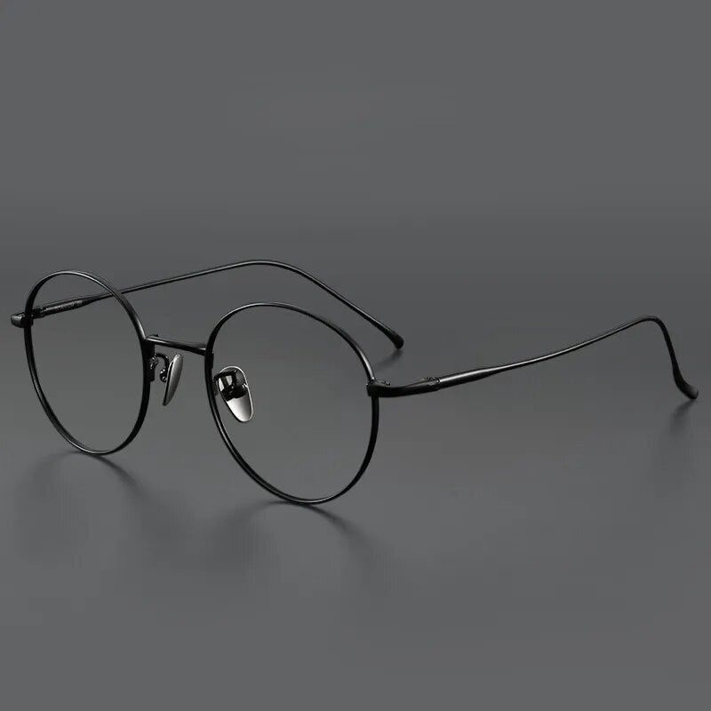 Muzz Unisex Full Rim Round Titanium Eyeglasses 06144 Full Rim Muzz Black  