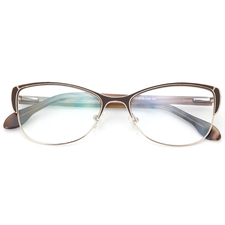 Muzz Women's Full Rim Square Cat Eye Alloy Acetate Eyeglasses 360122