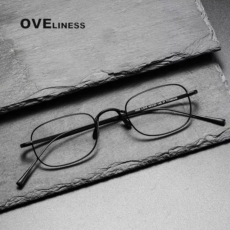 Oveliness Unisex Full Rim Small Square Titanium Eyeglasses 41065 Full Rim Oveliness