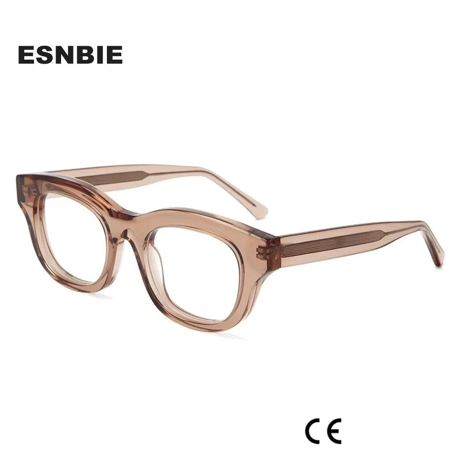 Esnbie Unisex Full Rim Square Thick Acetate Eyeglasses 23040 Full Rim Esnbie   