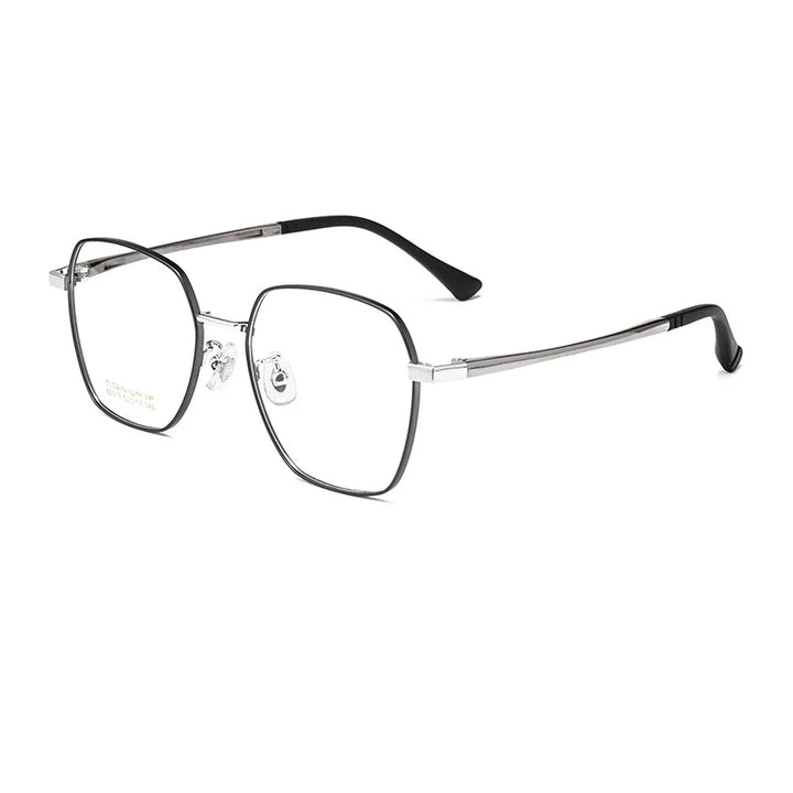 Hotochki Women's Full Rim Polygon Oval Titanium Eyeglasses 98013 Full Rim Hotochki gun-silver