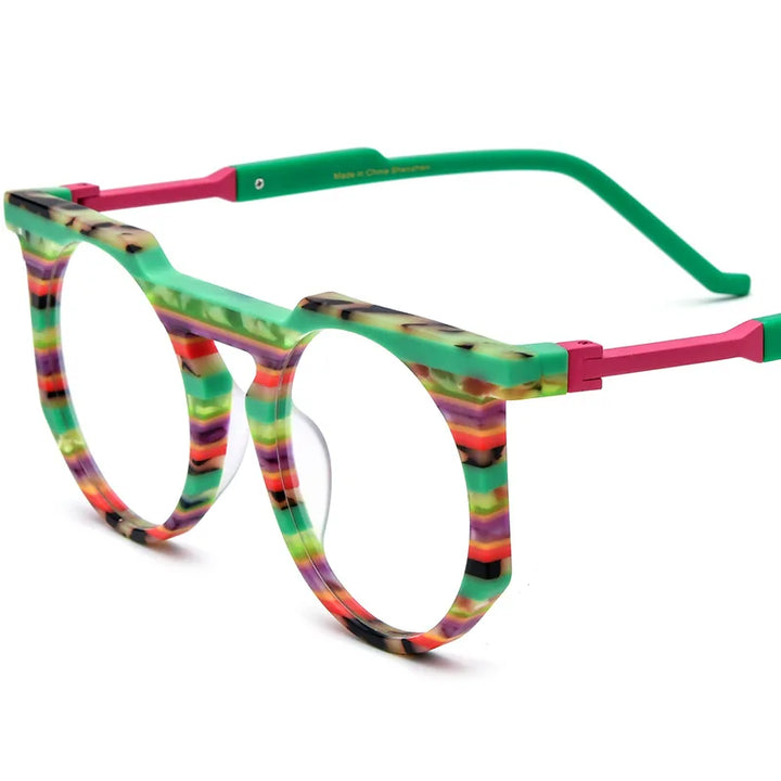 Nobler Unisex Full Rim Flat Top Round Titanium Eyeglasses 19399