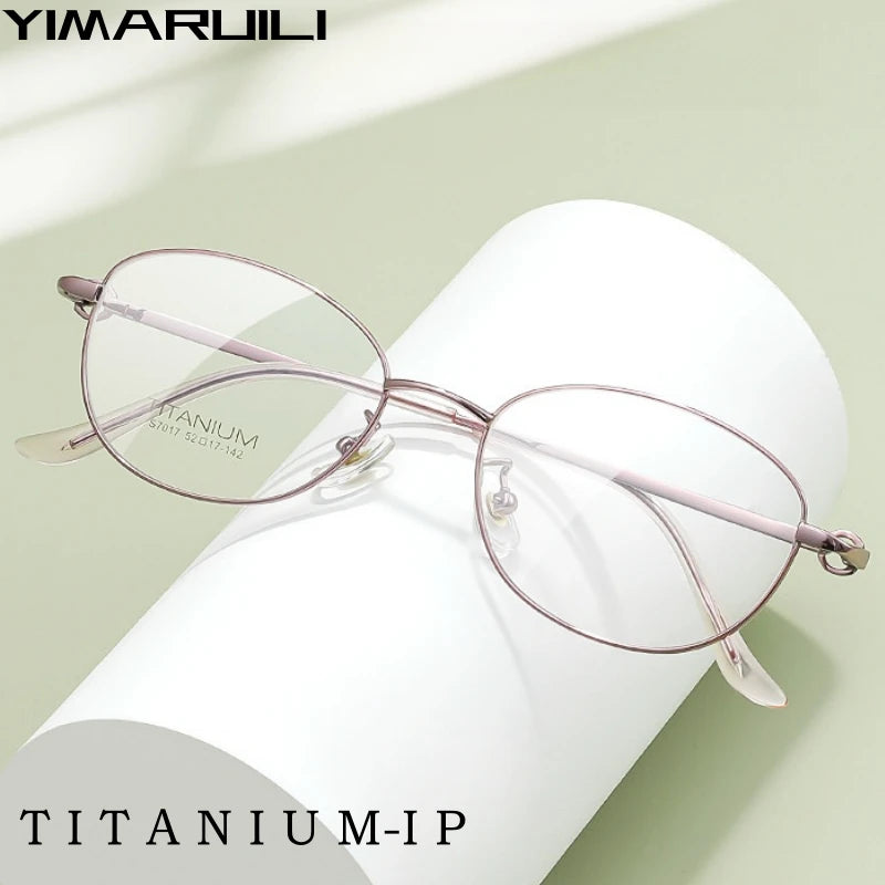 Yimaruili Women's Full Rim Oval Square Titanium Eyeglasses 7017