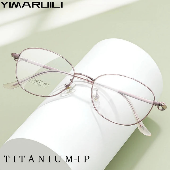 Yimaruili Women's Full Rim Oval Square Titanium Eyeglasses 7017