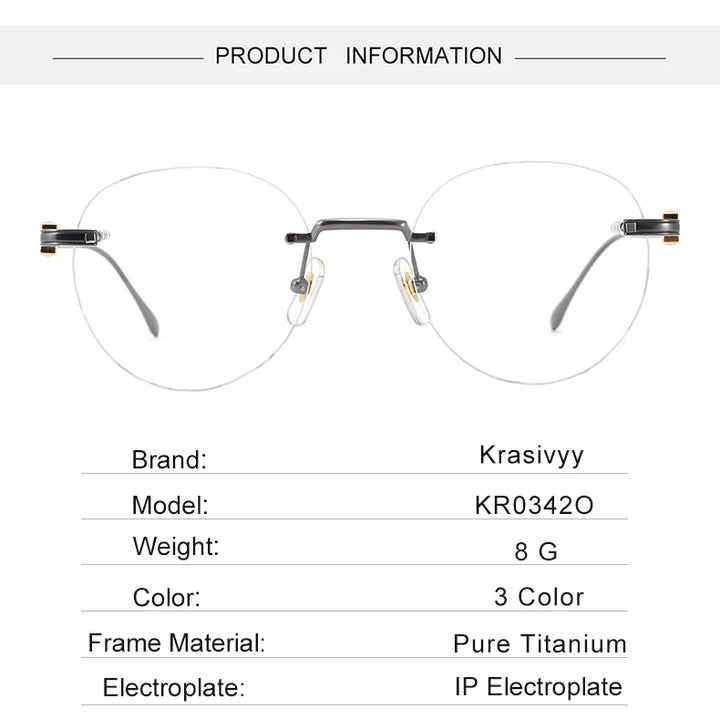 Krasivyy Mens Rimless Round Titanium Eyeglasses Kr03420 Rimless Krasivyy   