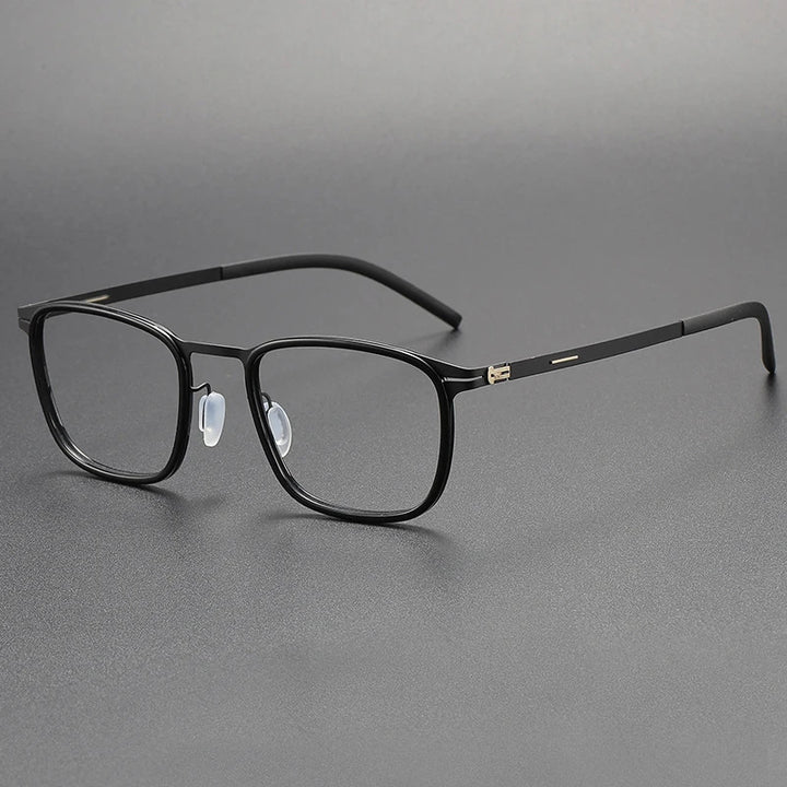 Black Mask Unisex Full Rim Square Stainless Steel Acetate Eyeglasses 1214 Full Rim Black Mask Black  