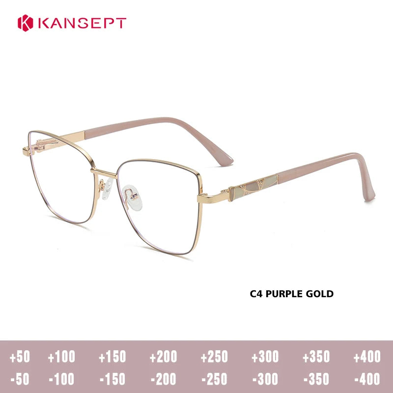 Kansept Women's Full Rim Square Cat Eye Alloy Reading Glasses 556989