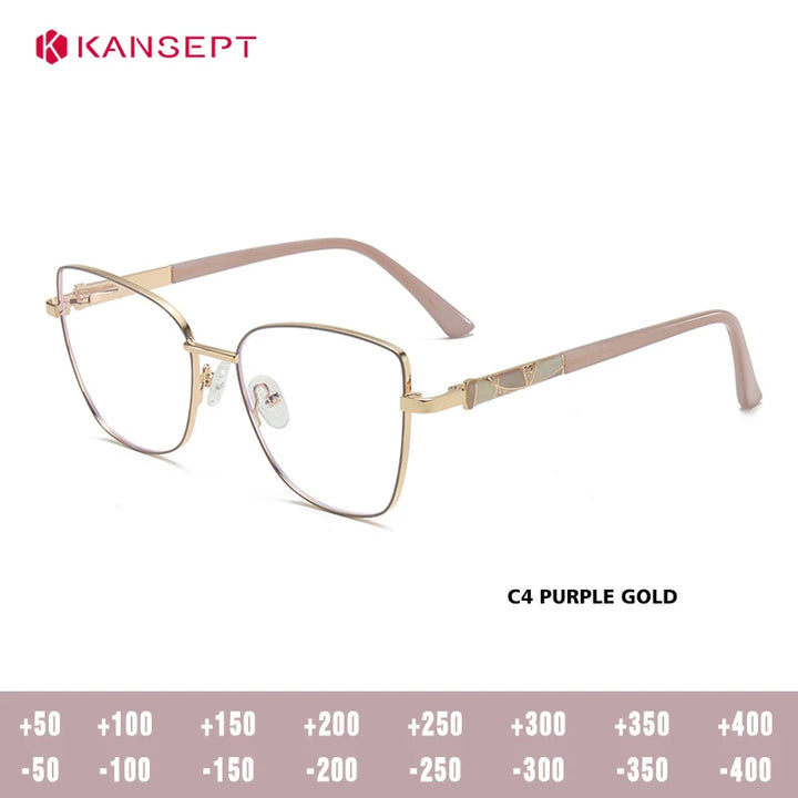 Kansept Women's Full Rim Square Cat Eye Alloy Reading Glasses 556989