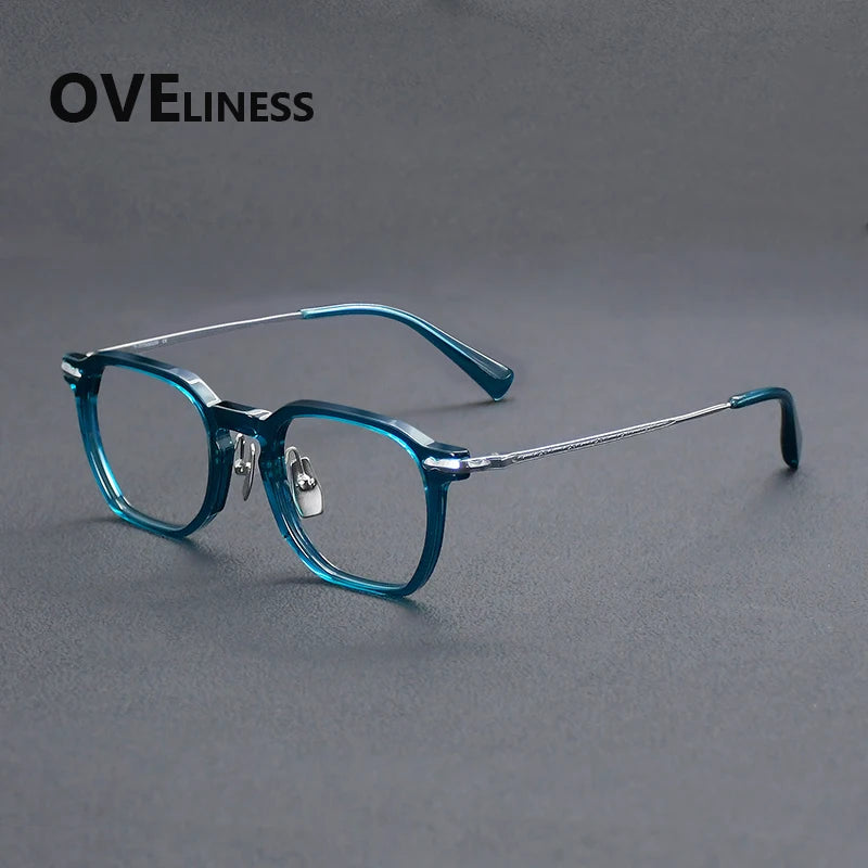 Oveliness Unisex Full Rim Square Acetate Titanium Eyeglasses 926024