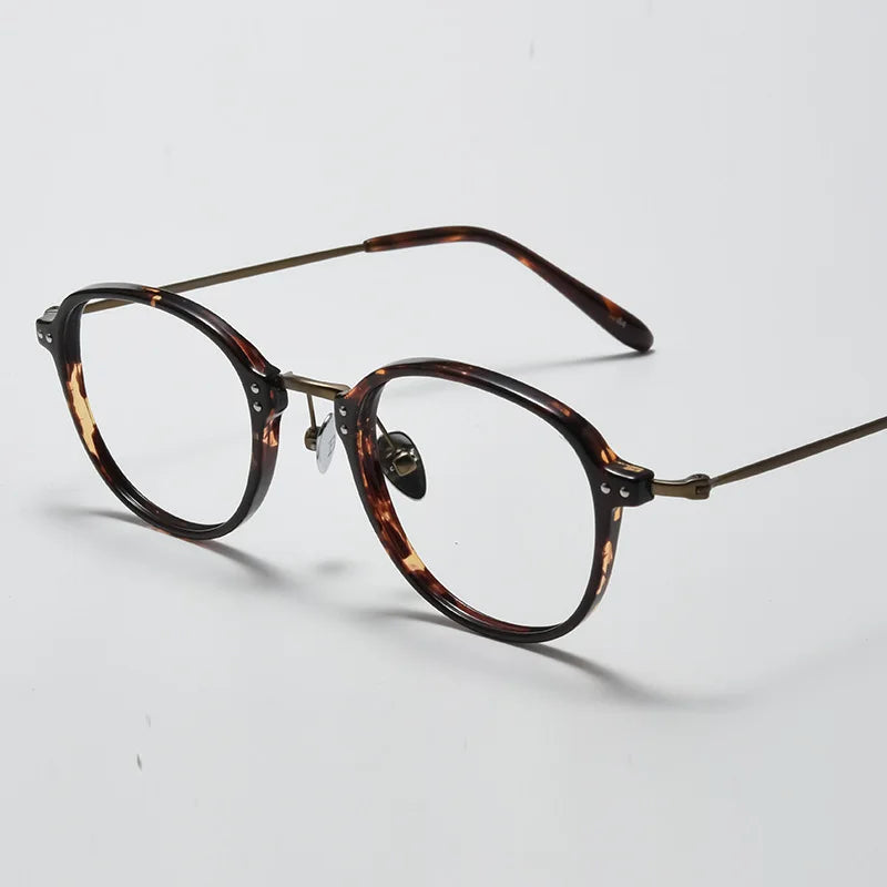 Black Mask Unisex Full Rim Square Acetate Titanium Eyeglasses 366033