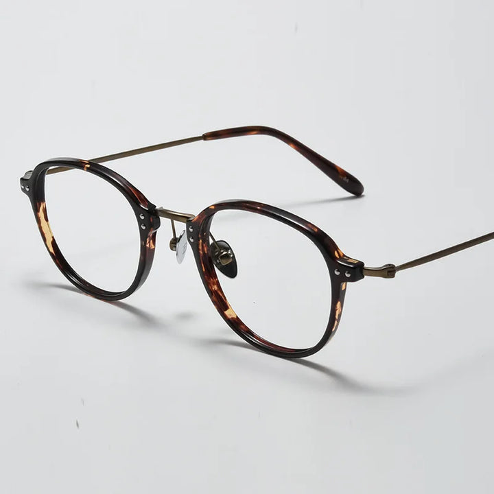 Black Mask Unisex Full Rim Square Acetate Titanium Eyeglasses 366033