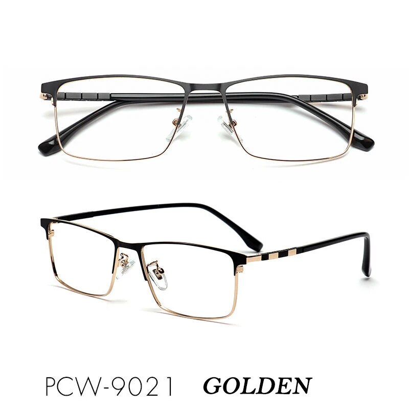 KatKani Men's Full Rim Square Titanium Eyeglasses 8618 Full Rim KatKani Eyeglasses Black Gold  