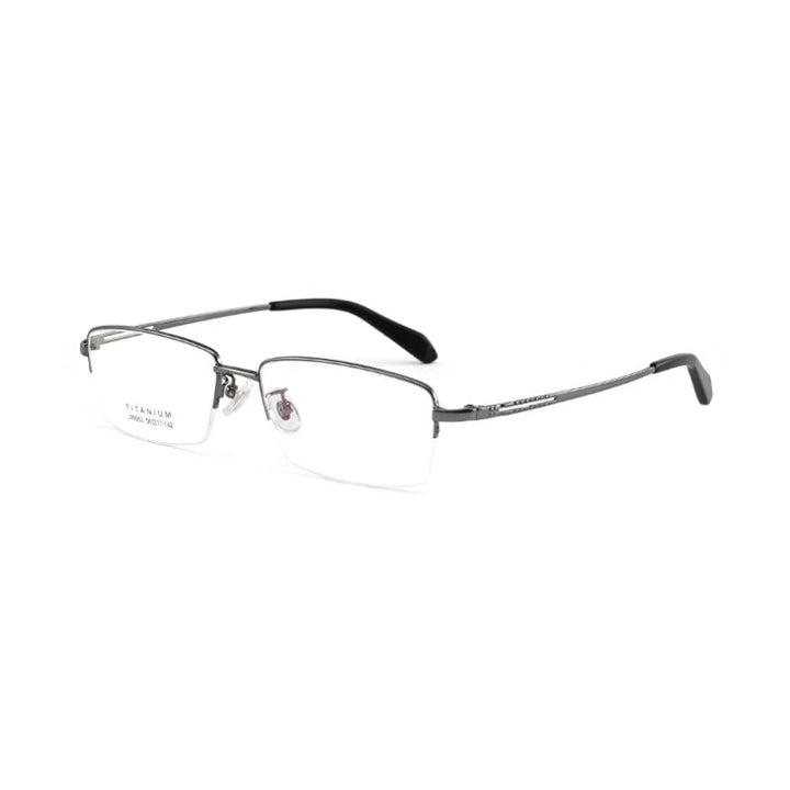 Hotochki Men's Semi Rim Polygon Square Titanium Eyeglasses 98953 Semi Rim Hotochki GRAY