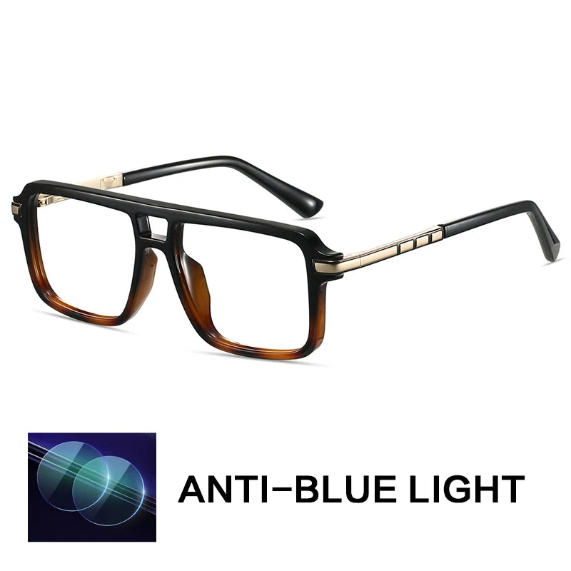 Gatenac Unisex Full Rim Square Double Bridge Tr 90 Titanium Reading Glasses G84004