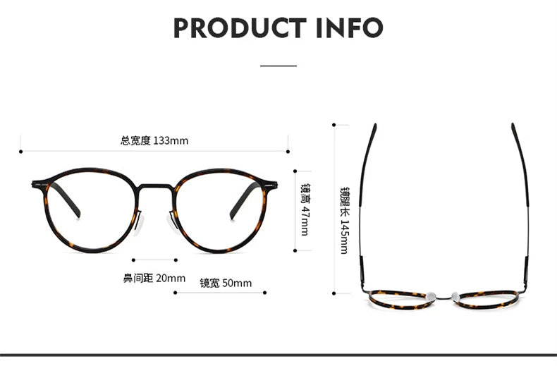 Black Mask Women's Full Rim Round Screwless Stainless Steel Acetate Eyeglasses 1218 Full Rim Black Mask   