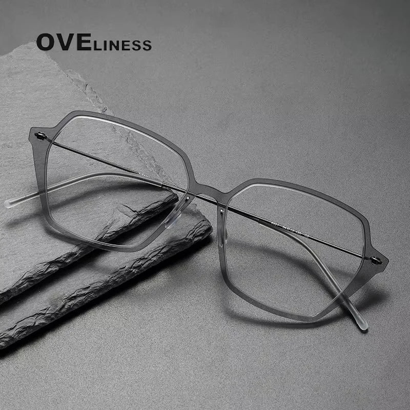 Oveliness Unisex Full Rim Square Acetate Titanium Eyeglasses 6621 Full Rim Oveliness