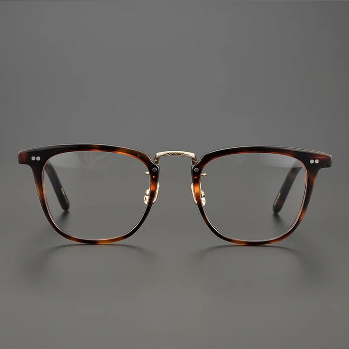 Black Mask Unisex Full Rim Square Acetate Eyeglasses C432 Full Rim Black Mask Tortoise-Gold  