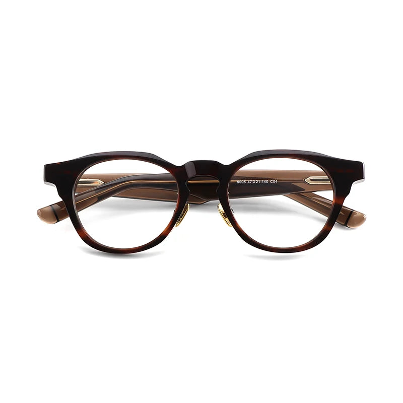 Black Mask Unisex Full Rim Round Acetate Titanium Eyeglasses 635005