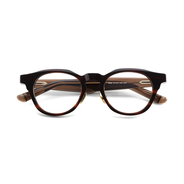 Black Mask Unisex Full Rim Round Acetate Titanium Eyeglasses 635005