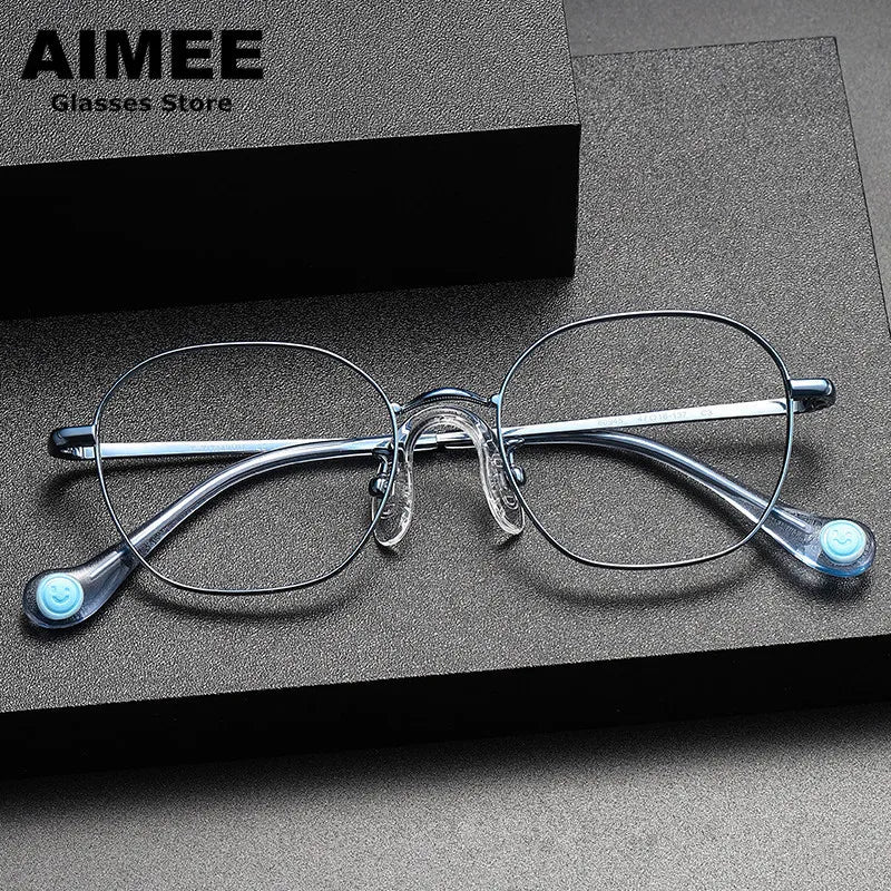 Aimee Unisex Youth's Full Rim Square Titanium Eyeglasses 80945 Full Rim Aimee   