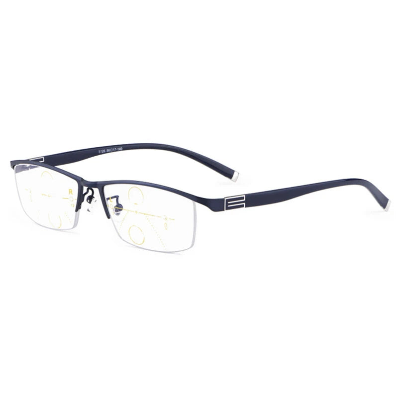 Handoer Unisex Semi Rim Square Alloy Progressive Reading Glasses 56170 Reading Glasses Handoer   