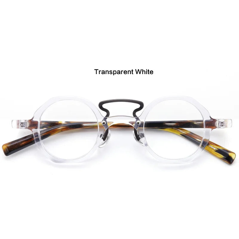 Muzz Unisex Full Rim Round Double Bridge Acetate Alloy Eyeglasses 5609 Full Rim Muzz 3  