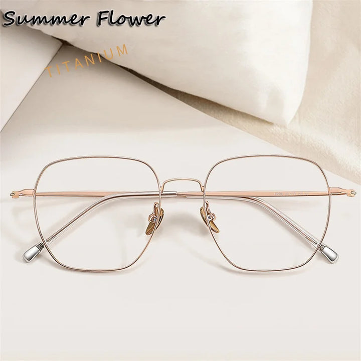 Summer Flower Unisex Full Rim Square Titanium Eyeglasses 818004 Full Rim Summer Flower