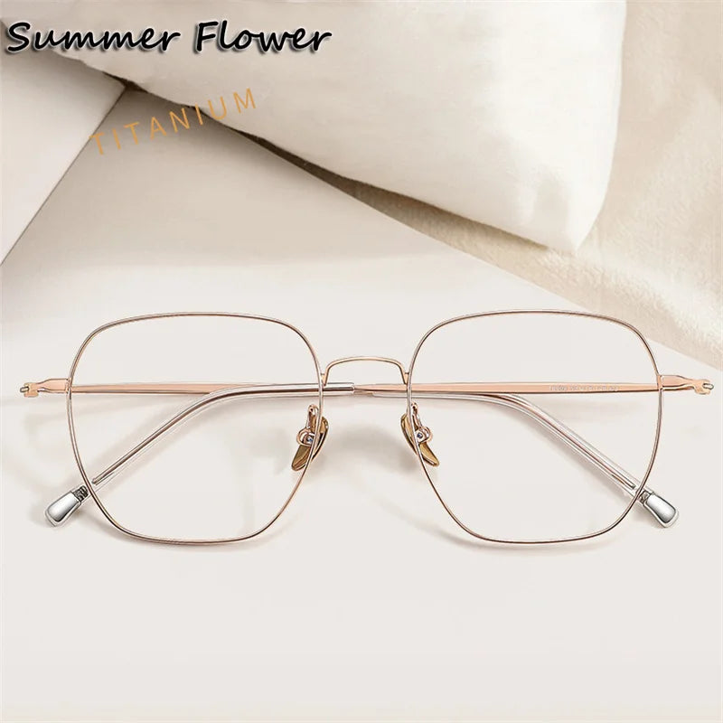Summer Flower Unisex Full Rim Square Titanium Eyeglasses 18004
