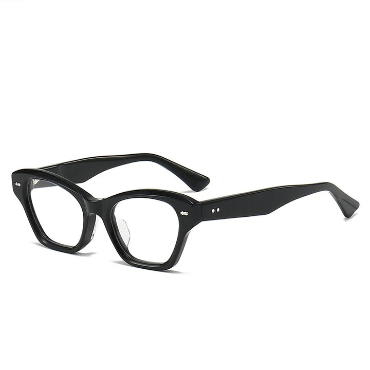 Black Mask Unisex Full Rim Cat Eye Acetate Eyeglasses 42135 Full Rim Black Mask Black  