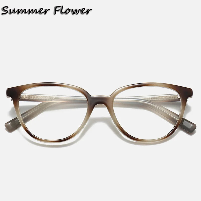 Summer Flower Women's Full Rim Cat Eye Tr 90 Titanium Eyeglasses 35009