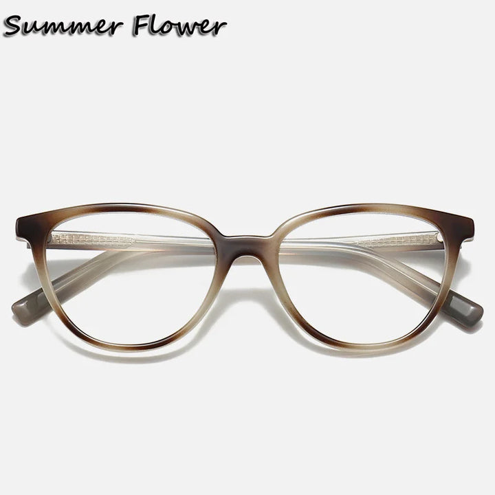 Summer Flower Women's Full Rim Cat Eye Tr 90 Titanium Eyeglasses 35009