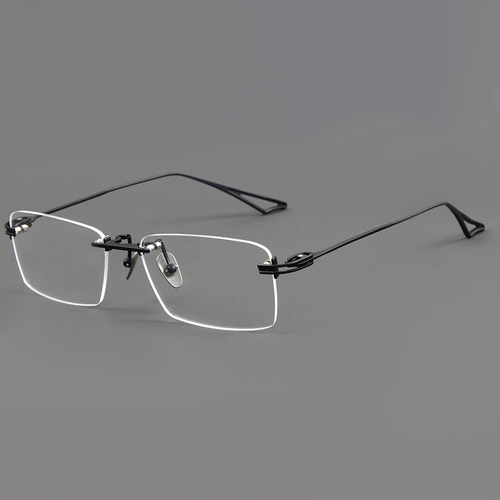 Aimee Unisex Rimless Big Square Titanium Eyeglasses 30419 Rimless Aimee Black  